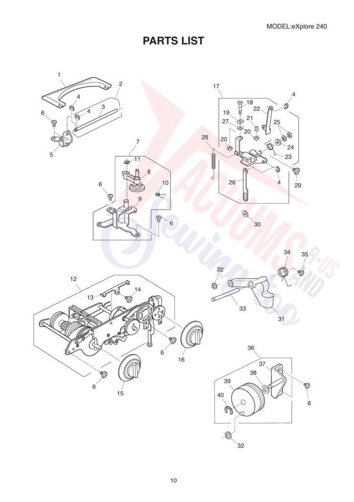 Elna el240 exploded schematic diagram (page 6)