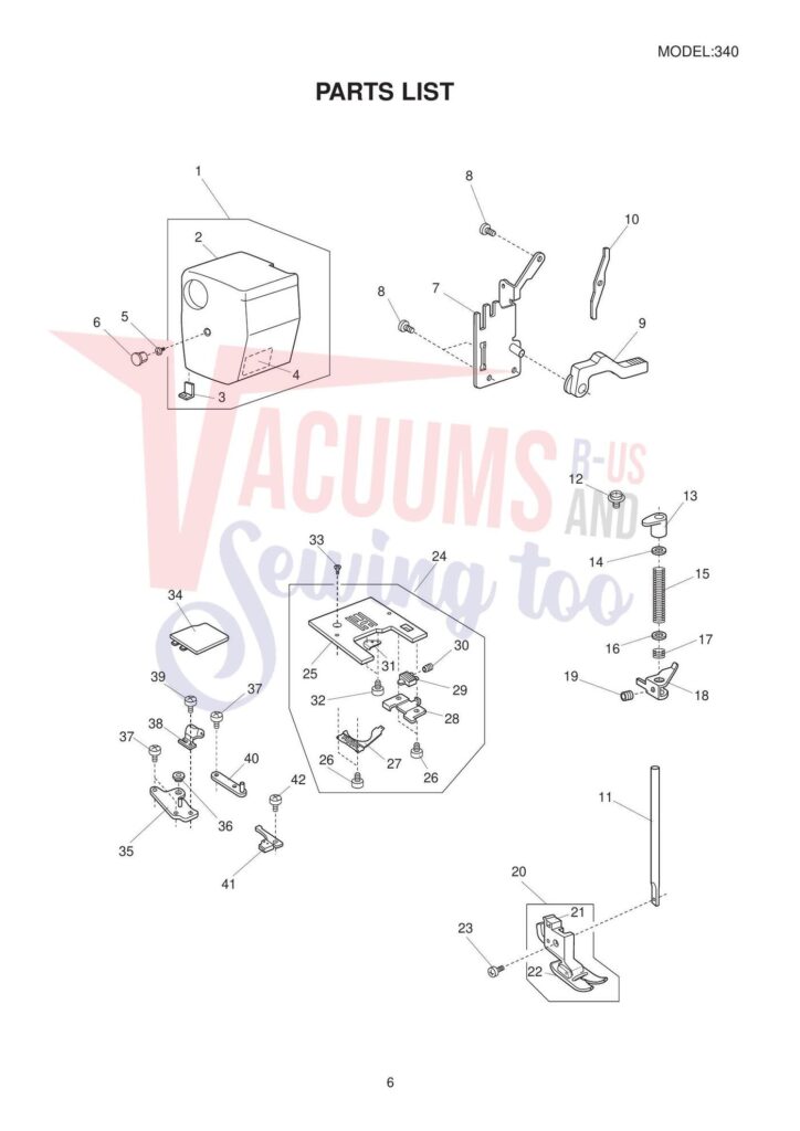 Elna el340 exploded schematic diagram (page 6)
