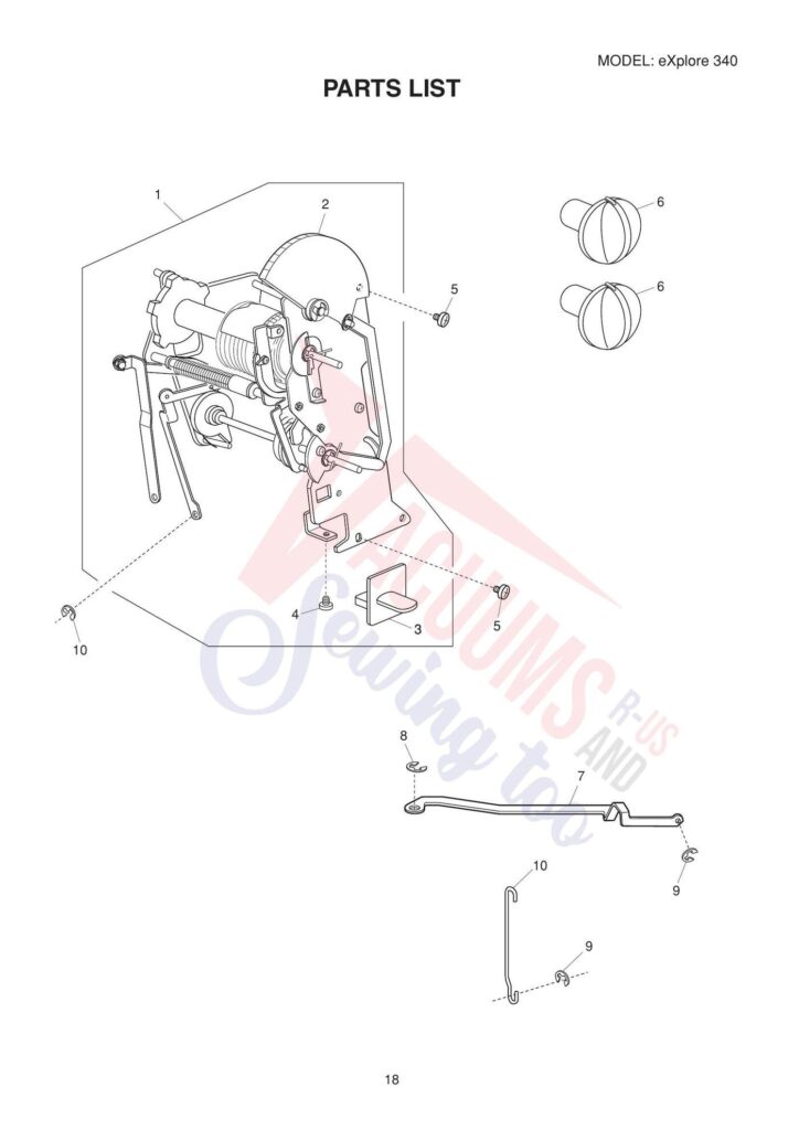 Elna el340 exploded schematic diagram (page 1)