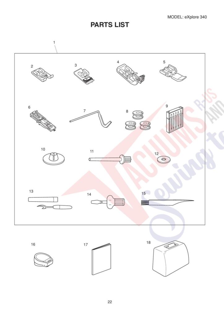 Elna el340 exploded schematic diagram (page 3)