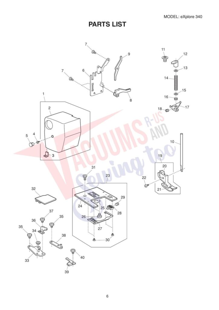 Elna el340 exploded schematic diagram (page 6)