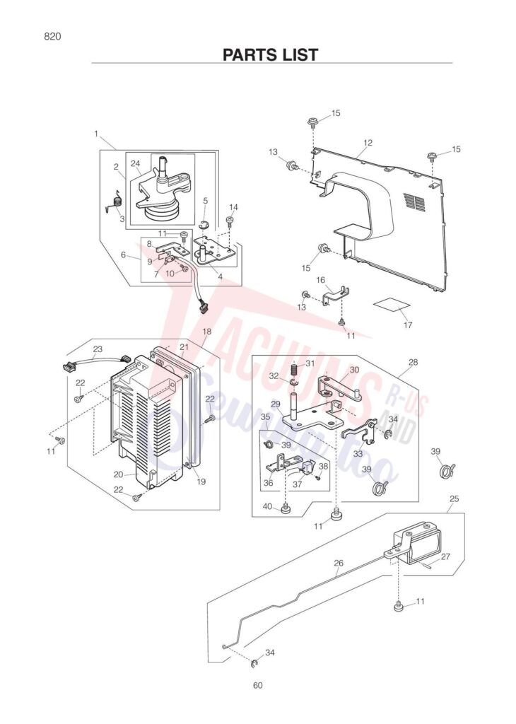 Elna el820 exploded schematic diagram (page 1)