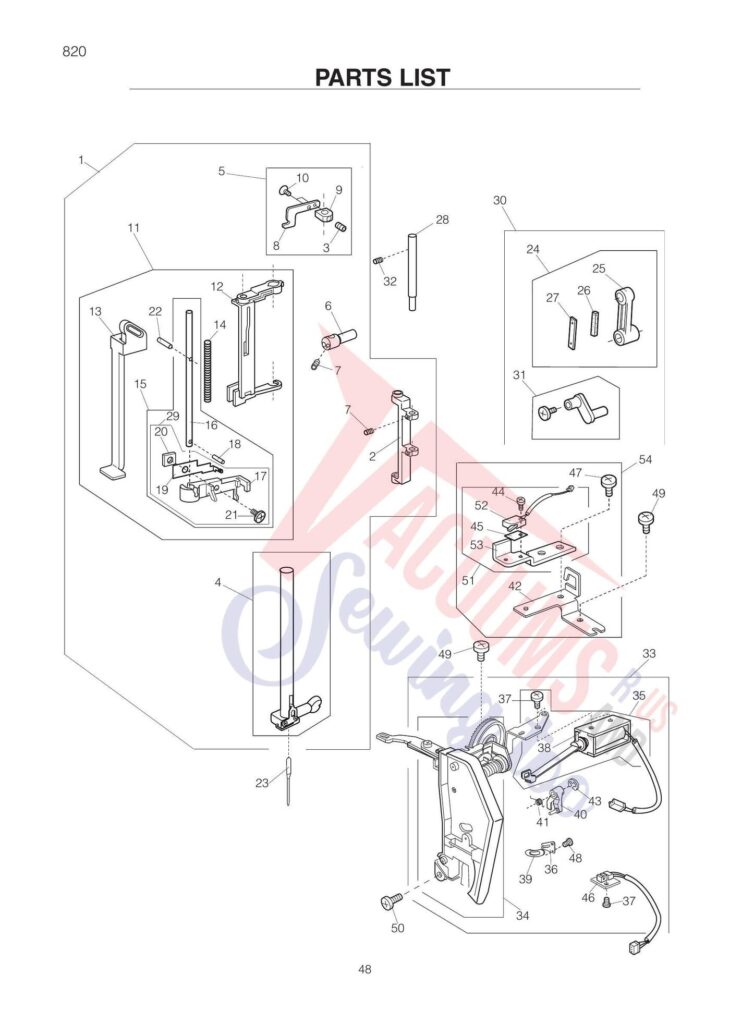 Elna el820 exploded schematic diagram (page 8)
