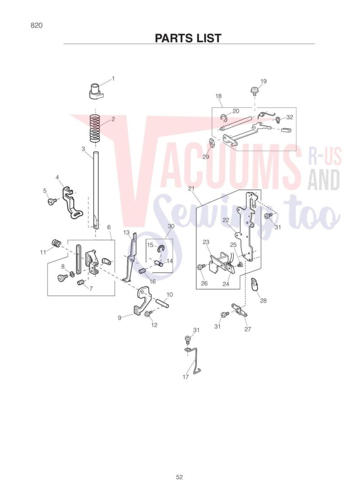 Elna el820 exploded schematic diagram (page 10)