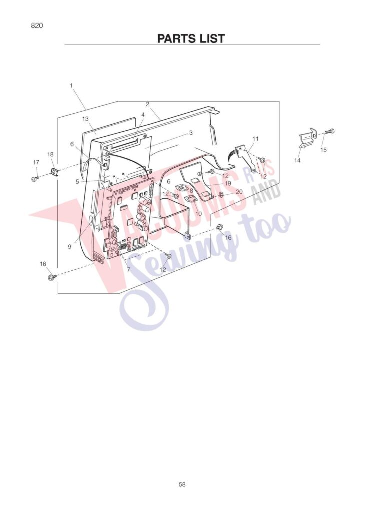 Elna el820 exploded schematic diagram (page 13)