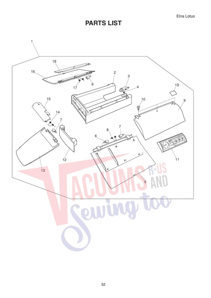 Elna lotus exploded schematic diagram (page 1)