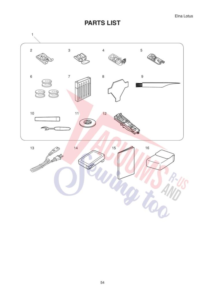 Elna lotus exploded schematic diagram (page 2)