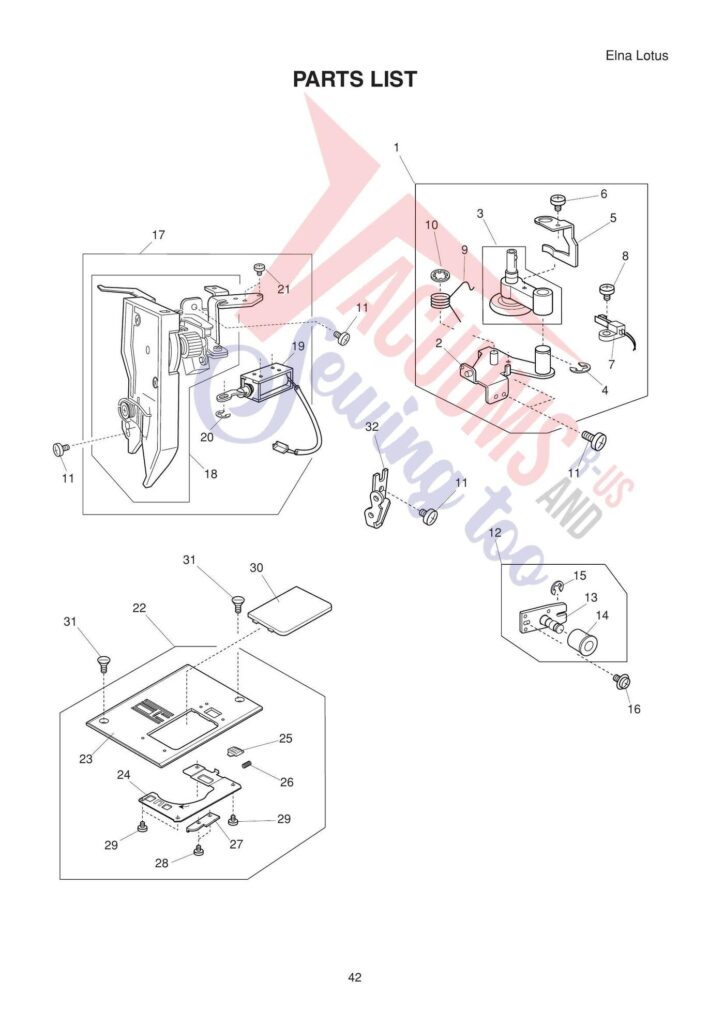 Elna lotus exploded schematic diagram (page 6)
