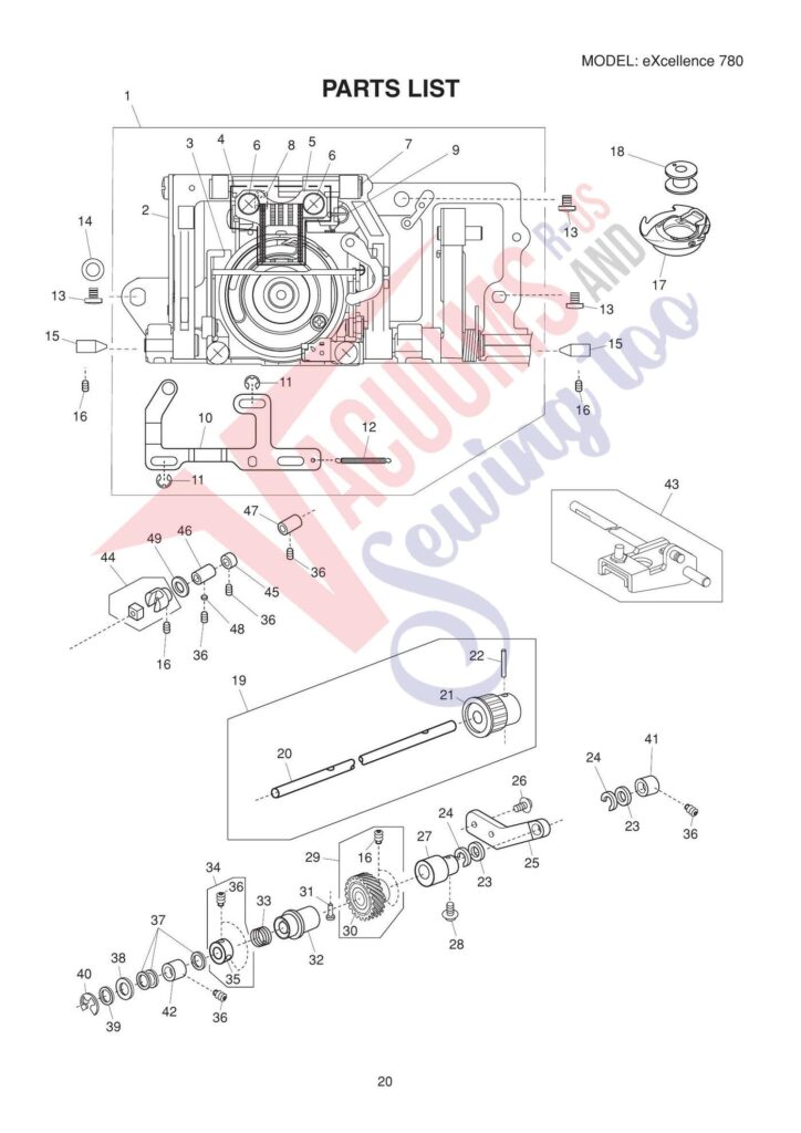 Elna el780 exploded schematic diagram (page 2)