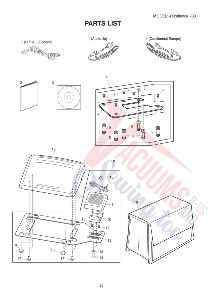 Elna el780 exploded schematic diagram (page 7)