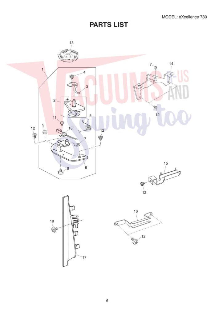 Elna el780 exploded schematic diagram (page 10)