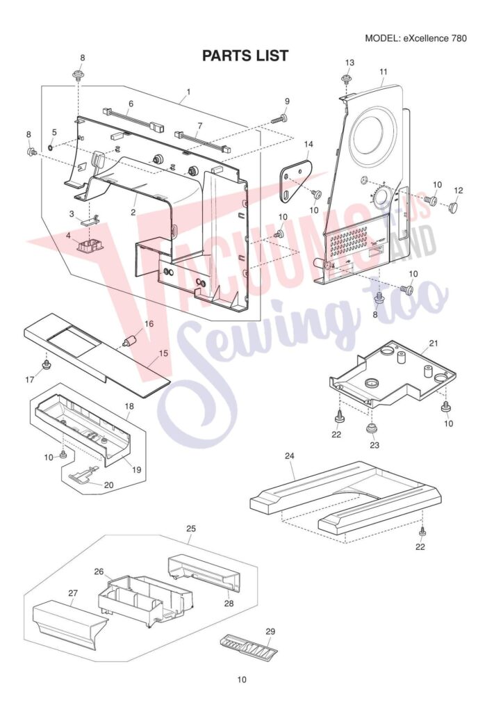 Elna el780 exploded schematic diagram (page 12)