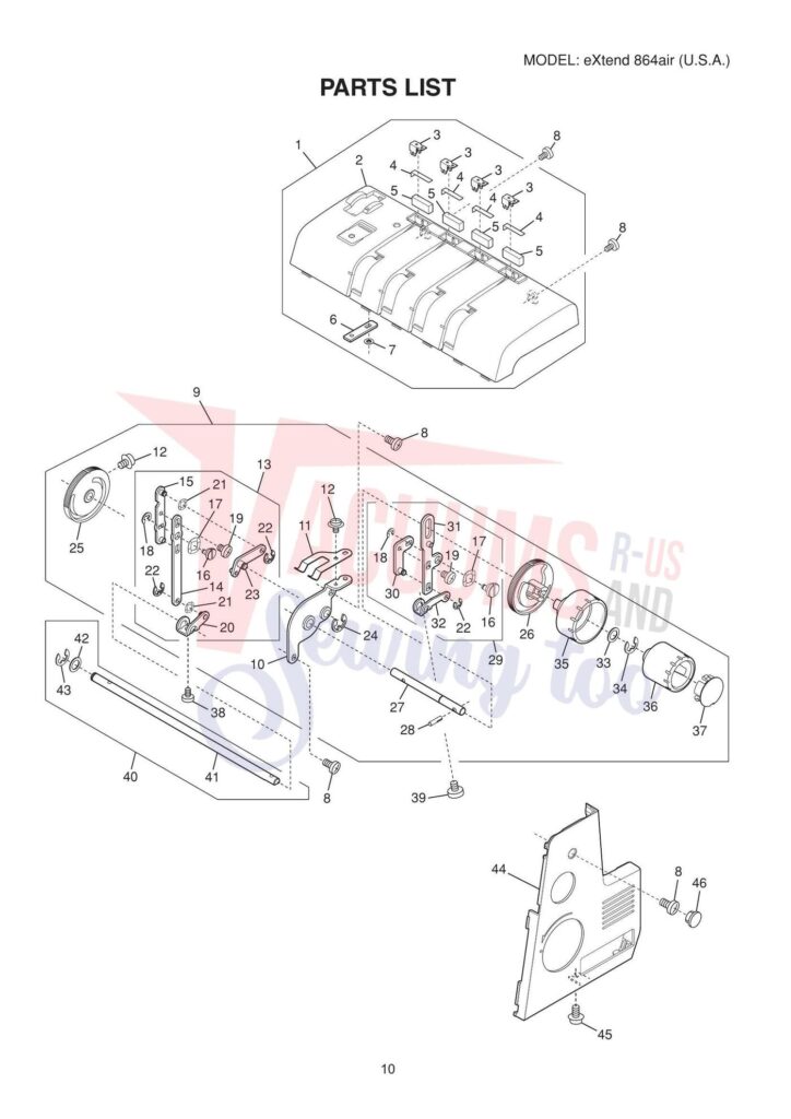 Elna 864 air exploded schematic diagram (page 2)