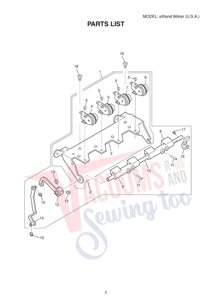Elna 864 air exploded schematic diagram (page 5)