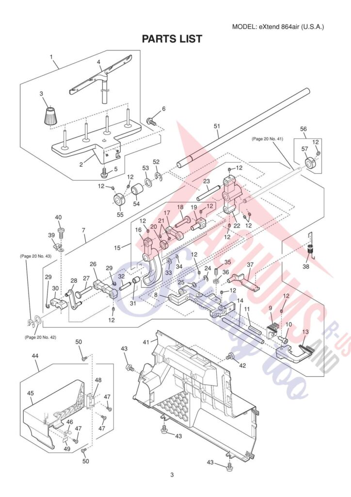 Elna 864 air exploded schematic diagram (page 6)