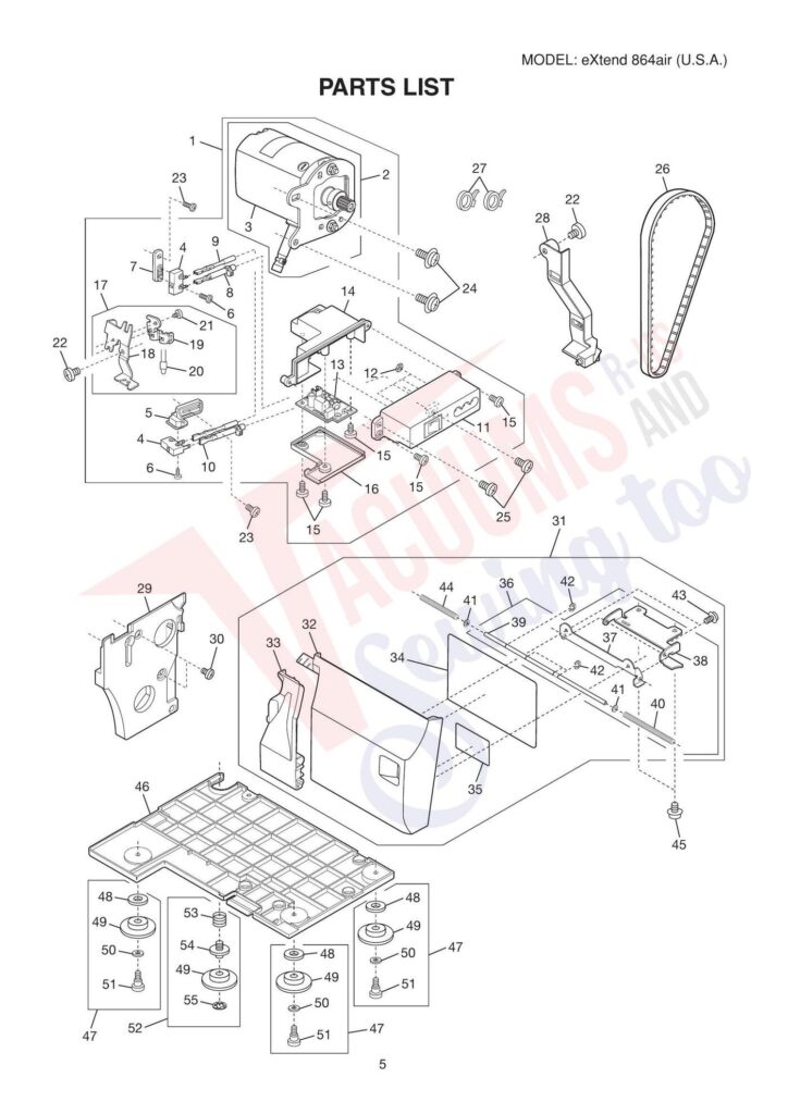 Elna 864 air exploded schematic diagram (page 8)