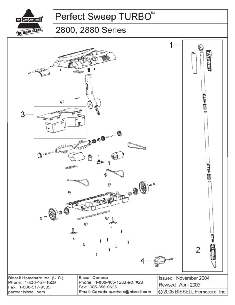 Bissell 2880A exploded schematic diagram (page 1)