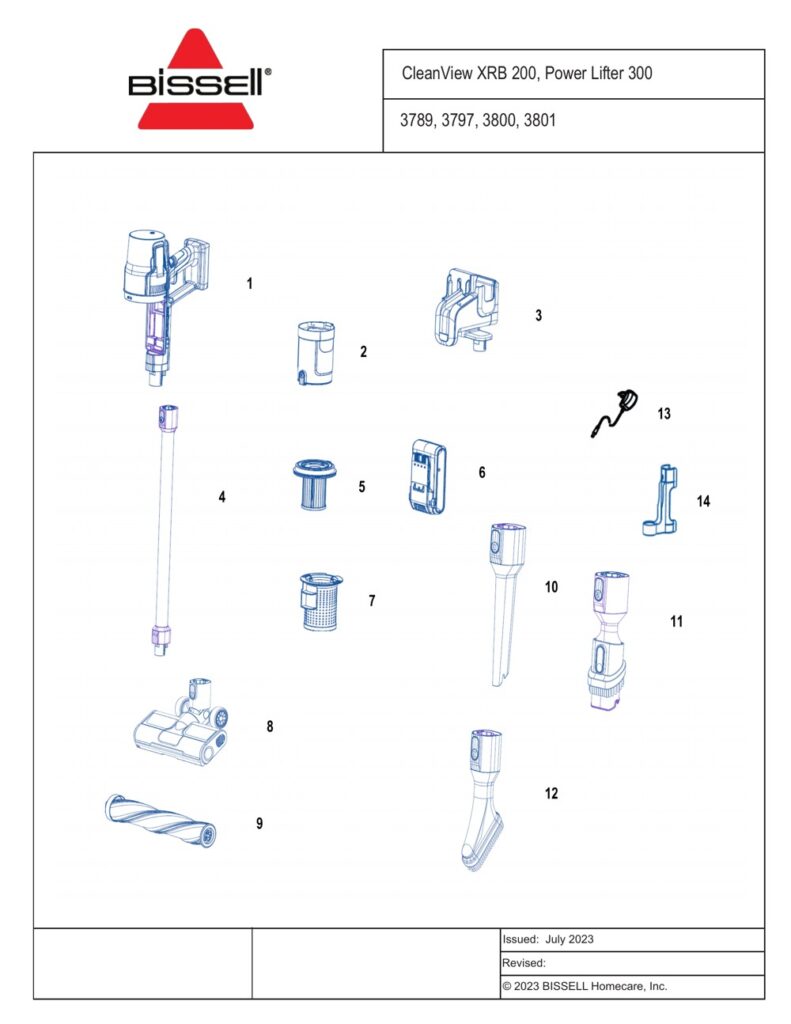 Bissell 3789U exploded schematic diagram (page 1)