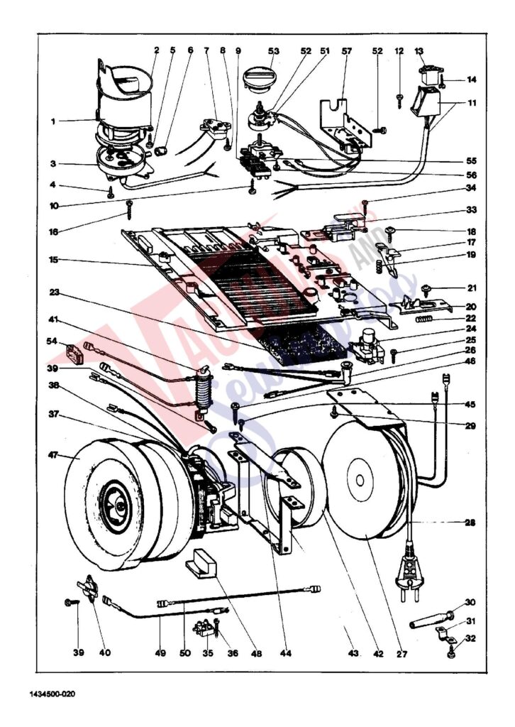 Miele S 218 exploded schematic diagram (page 1)