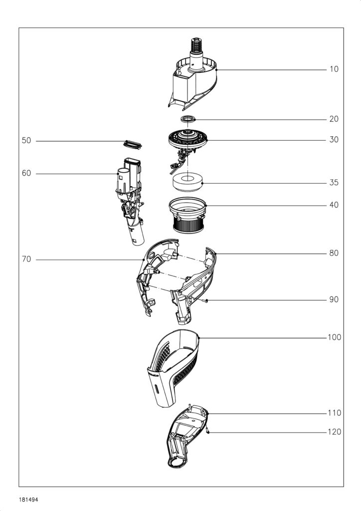 Miele Miele TriFlex HX2 Lotus White exploded schematic diagram (page 6)