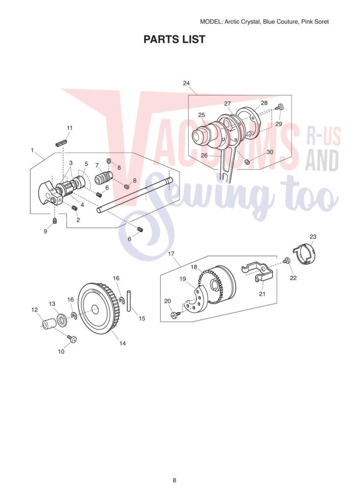 Janome couture pink exploded schematic diagram (page 5)