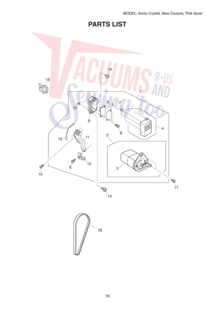 Janome couture pink exploded schematic diagram (page 9)
