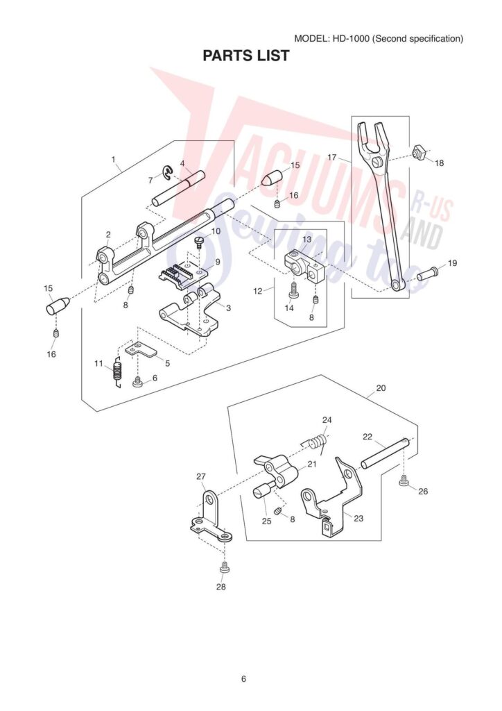 Janome hd1000 exploded schematic diagram (page 7)