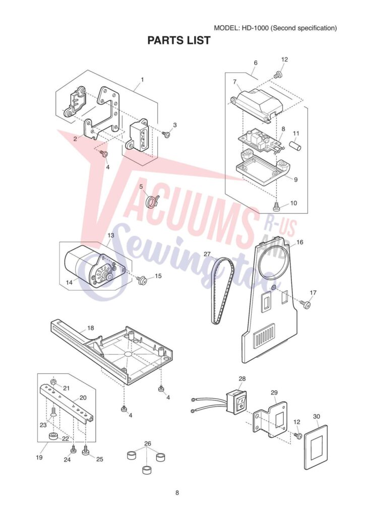 Janome hd1000 exploded schematic diagram (page 9)