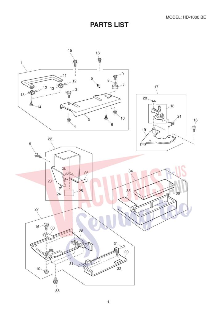 Janome hd1000be exploded schematic diagram (page 2)