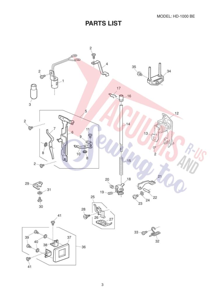 Janome hd1000be exploded schematic diagram (page 3)