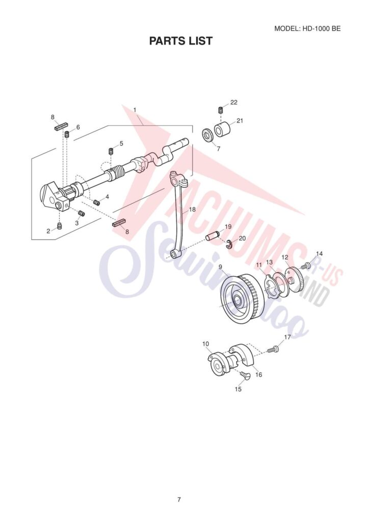 Janome hd1000be exploded schematic diagram (page 5)