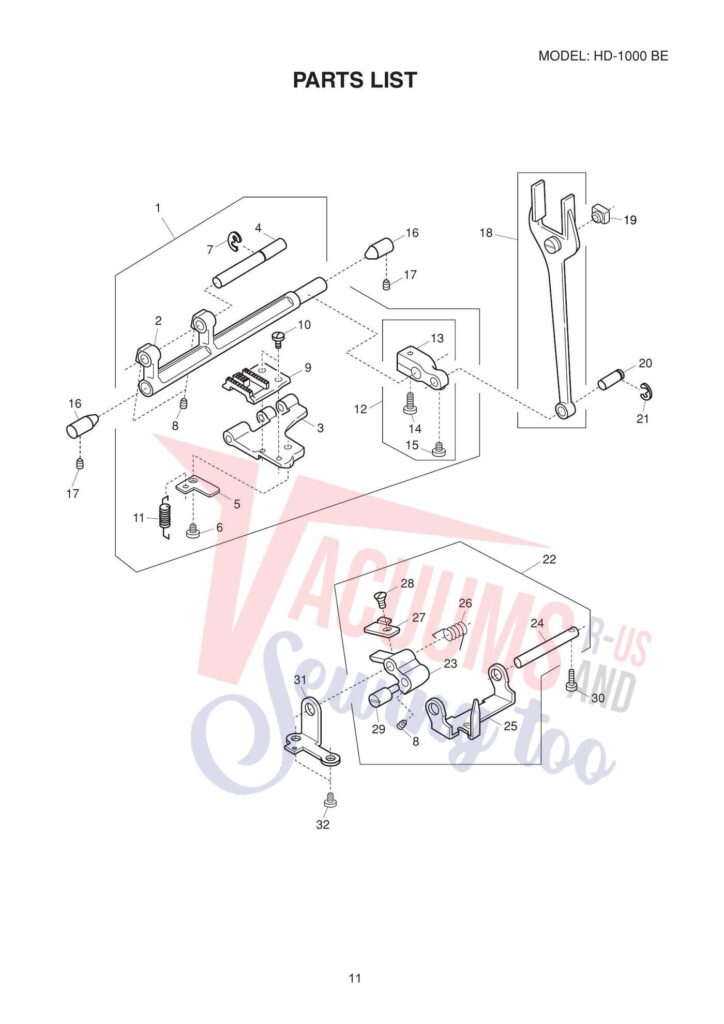 Janome hd1000be exploded schematic diagram (page 7)
