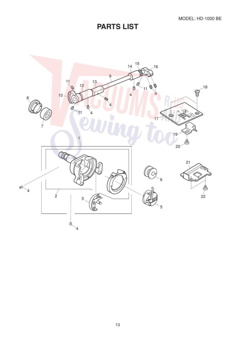Janome hd1000be schematic page 8 preview