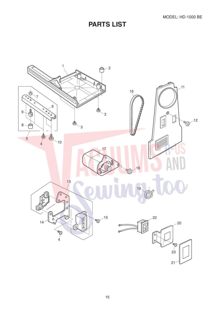 Janome hd1000be exploded schematic diagram (page 9)