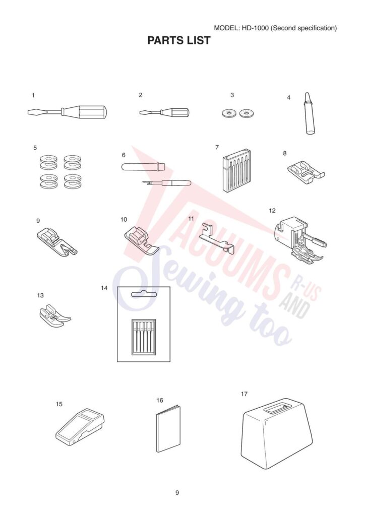 Janome hd1000be-v2 exploded schematic diagram (page 1)