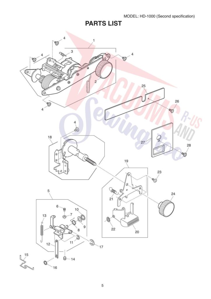 Janome hd1000be-v2 exploded schematic diagram (page 6)