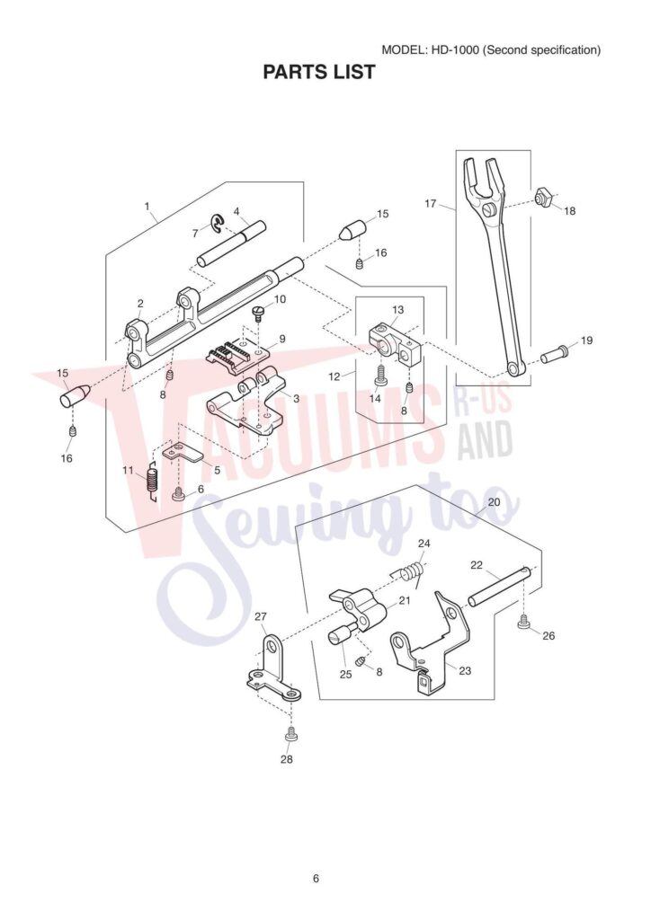 Janome hd1000be-v2 exploded schematic diagram (page 7)