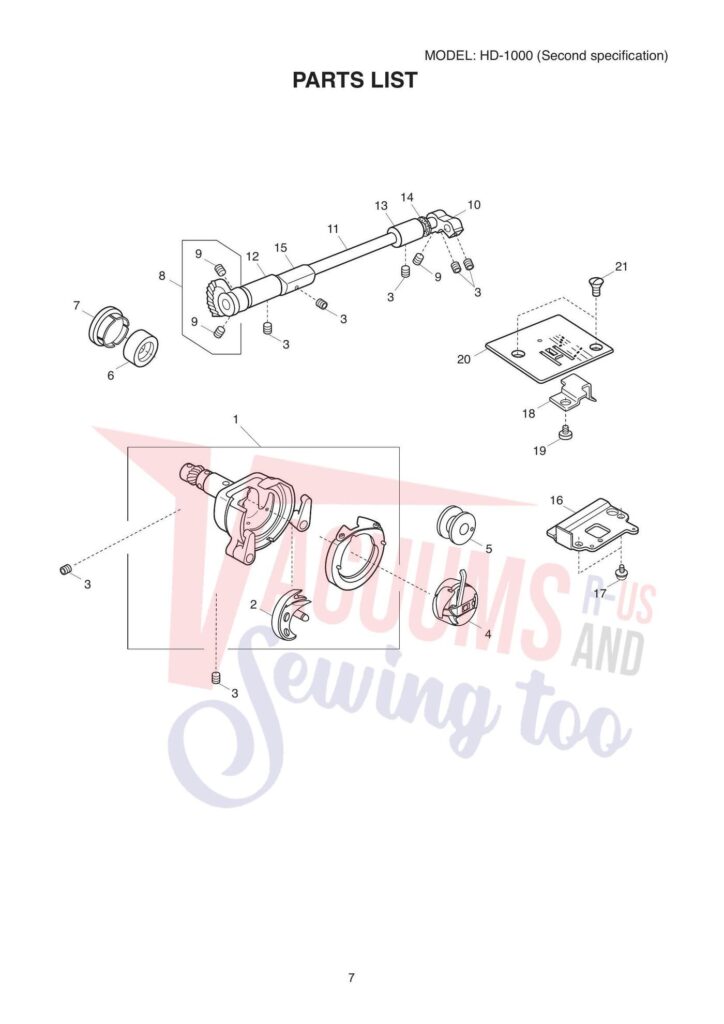 Janome hd1000be-v2 exploded schematic diagram (page 8)