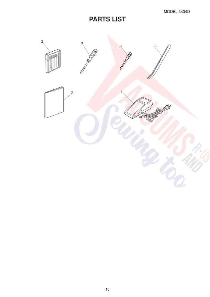 Janome 3434d exploded schematic diagram (page 2)
