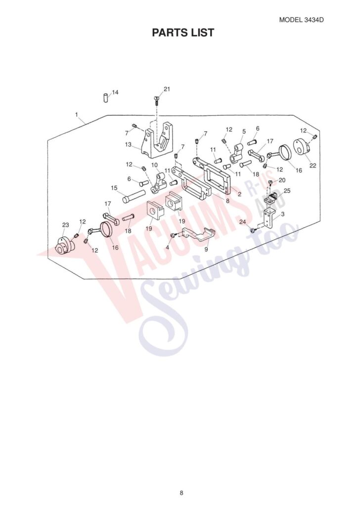 Janome 3434d exploded schematic diagram (page 9)