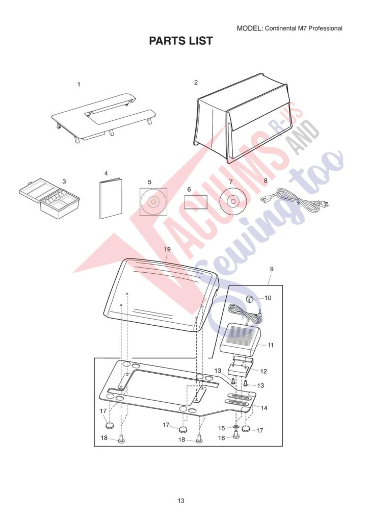 Janome Continental M7. CM7 exploded schematic diagram (page 5)