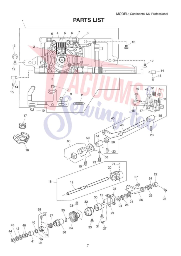 Janome Continental M7. CM7 exploded schematic diagram (page 12)