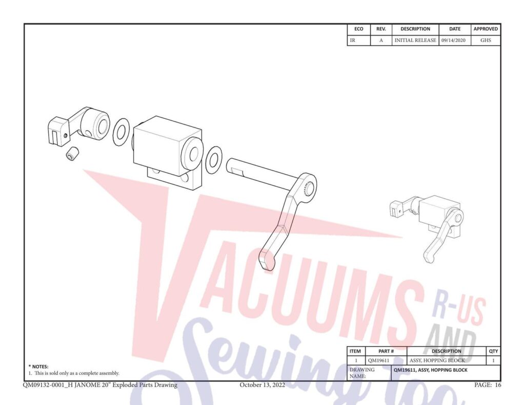 Janome QM20 exploded schematic diagram (page 3)