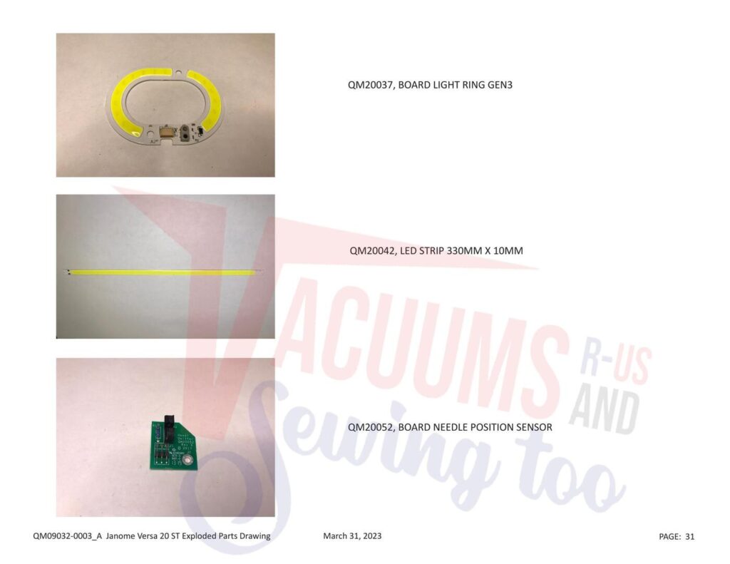Janome QM20 exploded schematic diagram (page 1)