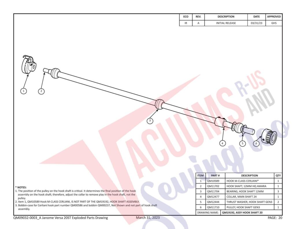 Janome QM20 exploded schematic diagram (page 4)