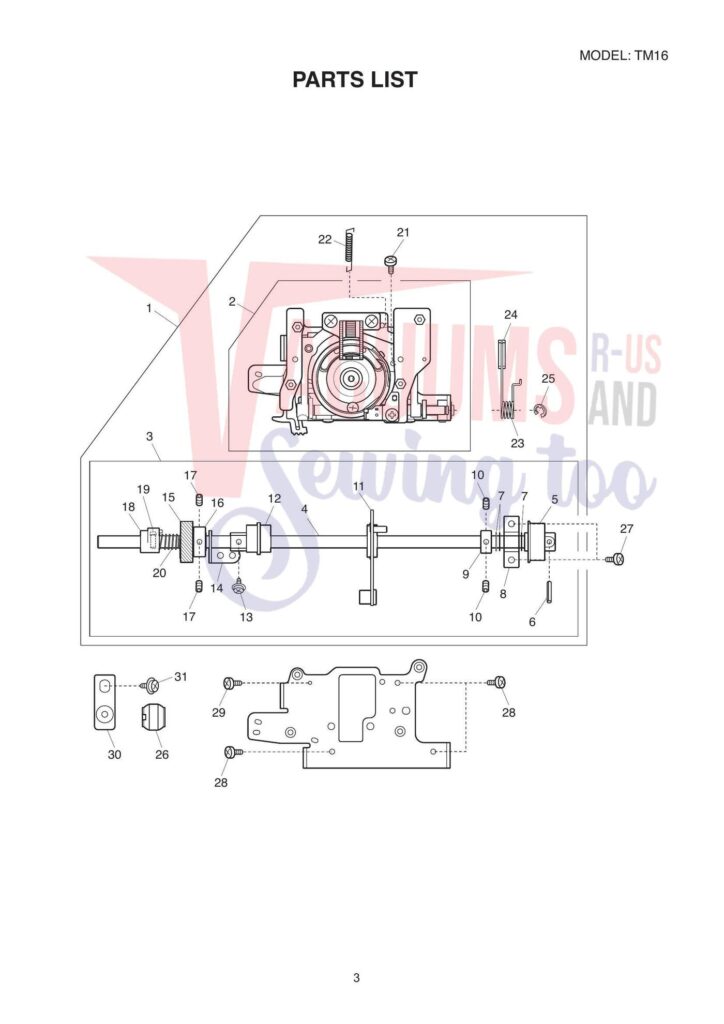 Janome tm16 exploded schematic diagram (page 3)
