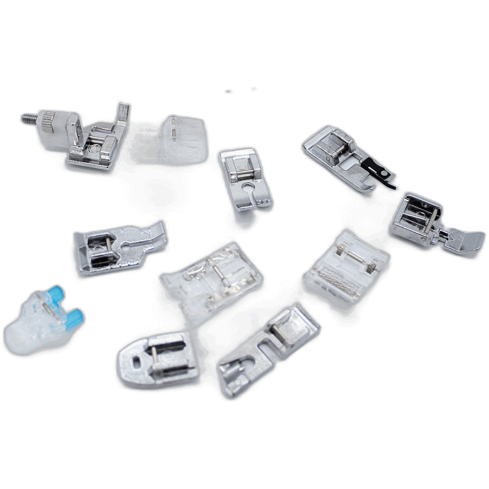 11 Foot low shank foot set. Nail Button, Invisible Zipper, 3mm Narrow Edge Presser Foot, 1/4" Quilting Foot, Satin Stitch Foor, Roller Foot, Zipper Foot, Blind Stitch Foo0t, Open Toe Embroidery Foot, Straight Stitch Foot, Sewing Presser Foot - Image 5