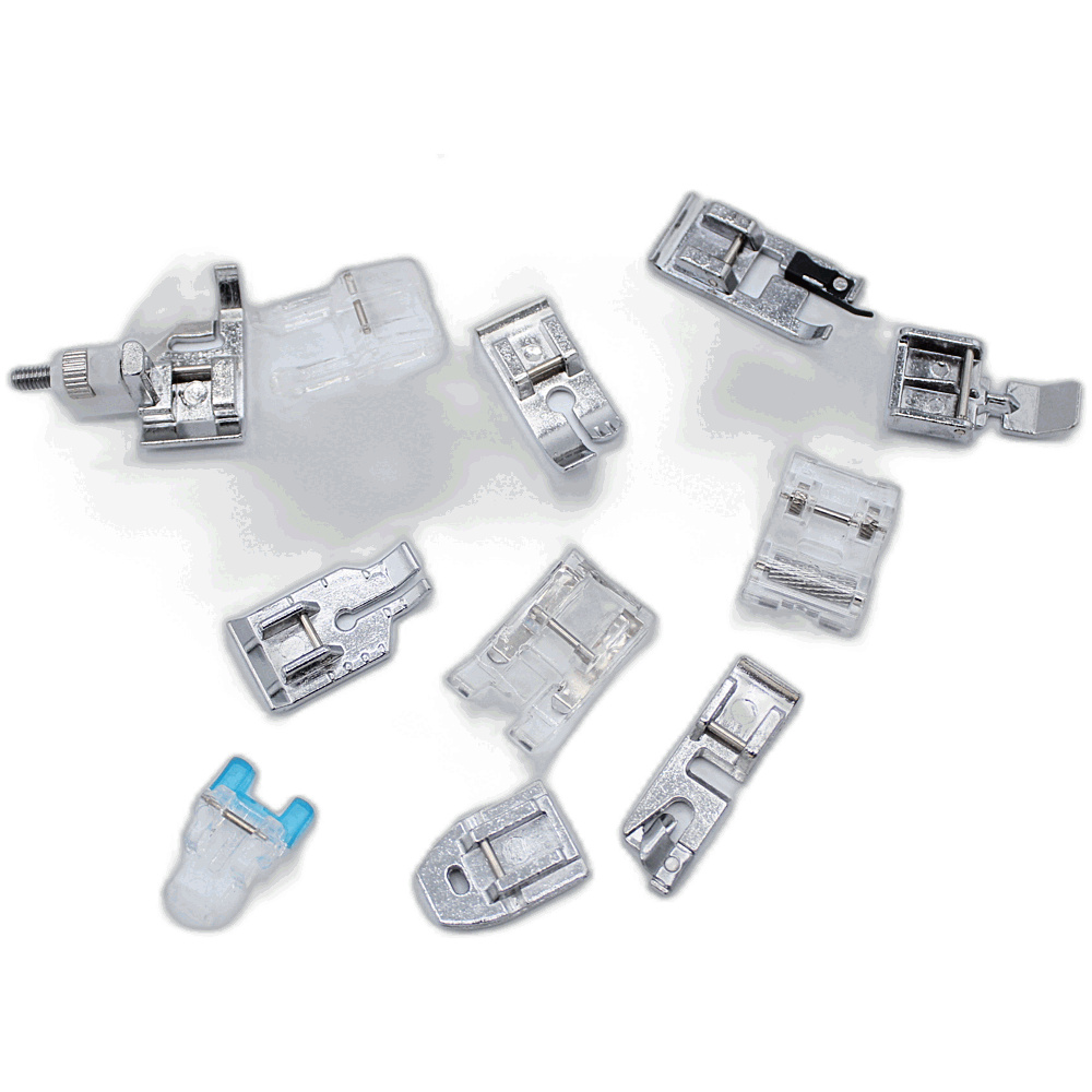 11 Foot low shank foot set. Nail Button, Invisible Zipper, 3mm Narrow Edge Presser Foot, 1/4" Quilting Foot, Satin Stitch Foor, Roller Foot, Zipper Foot, Blind Stitch Foo0t, Open Toe Embroidery Foot, Straight Stitch Foot, Sewing Presser Foot - Image 4