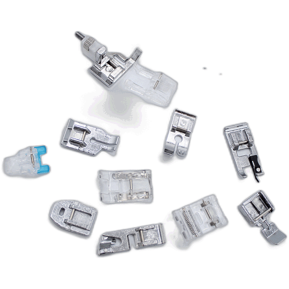 11 Foot low shank foot set. Nail Button, Invisible Zipper, 3mm Narrow Edge Presser Foot, 1/4" Quilting Foot, Satin Stitch Foor, Roller Foot, Zipper Foot, Blind Stitch Foo0t, Open Toe Embroidery Foot, Straight Stitch Foot, Sewing Presser Foot - Image 3