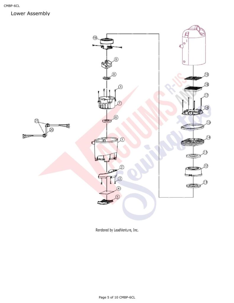 CleanMax Battery operated backpack exploded schematic diagram (page 2)